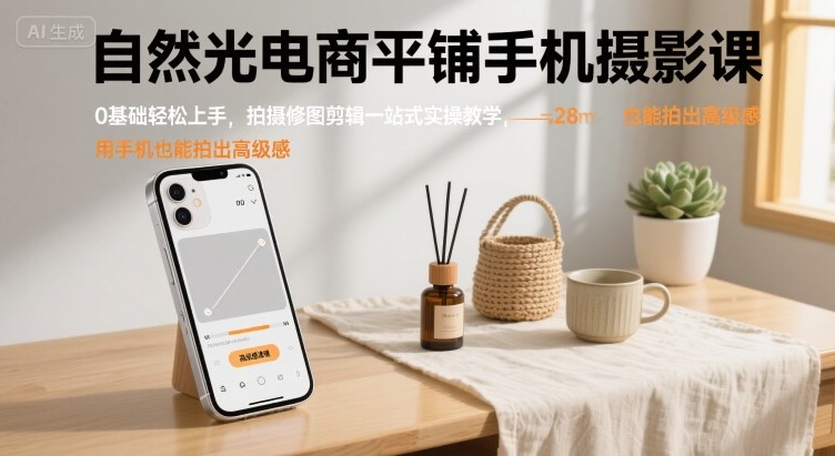 自然光手机摄影课:0基础入门,轻松掌握拍摄、修图与剪辑技巧-网赚项目资源库