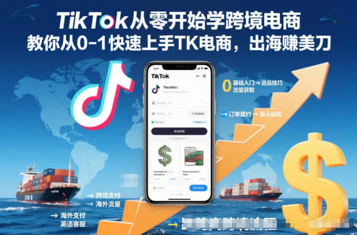 TikTok跨境电商入门指南：从零到一，快速掌握TK电商技巧，赚取美元收益-网赚项目资源库