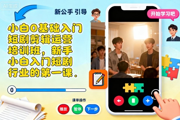 零基础入门短剧剪辑运营培训班:新手小白掌握短剧行业必备技能-网赚项目资源库