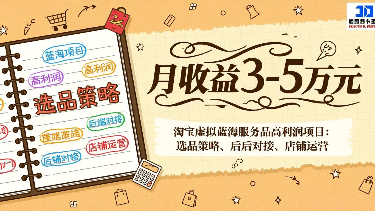 淘宝虚拟蓝海服务品高利润项目：选品策略、后端对接、店铺运营，月收益可达3-5万元-网赚项目资源库