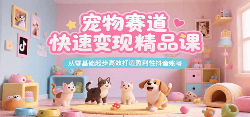 抖音宠物赛道高效变现课程：零基础到盈利，打造盈利性账号-网赚项目资源库