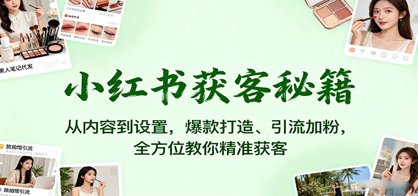 小红书获客全攻略：内容创作到设置优化，爆款打造与粉丝增长，全方位精准引流技巧-网赚项目资源库