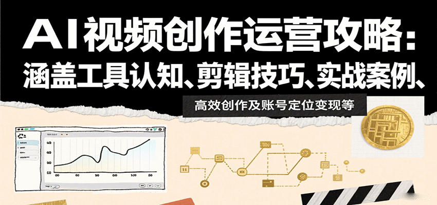 AI视频创作运营全攻略：工具、剪辑技巧、实战案例、高效创作及账号变现指南-网赚项目资源库