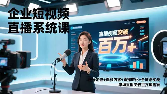 企业短视频直播系统课程:账号定位、爆款内容制作、直播转化技巧及实战演练,单场直播销售额破百万-网赚项目资源库