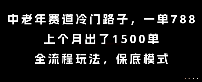 揭秘中老年赛道冷门商机：一单788，上个月1500单的全流程玩法保底模式-网赚项目资源库