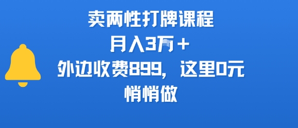 两性打牌课程月入3W+，0元免费学，外面899元-网赚项目资源库