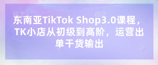 东南亚TikTok Shop3.0运营进阶课程:从初级到高阶,实战干货输出-网赚项目资源库