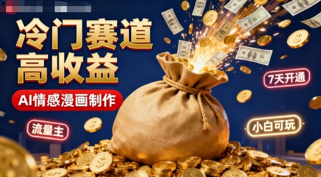 AI情感漫画公众号冷门赛道，7天开通流量主，小白也能轻松上手-网赚项目资源库