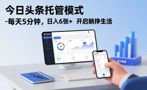 今日头条托管模式：每天仅需5分钟，日入6张+，轻松实现躺赚生活【揭秘】-网赚项目资源库