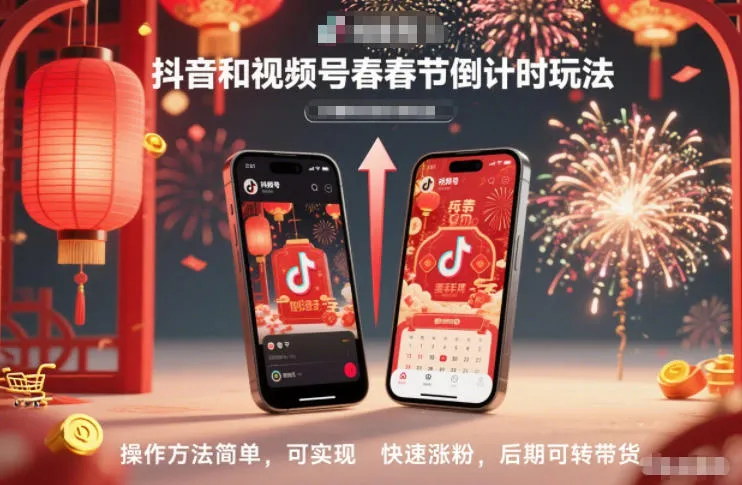 春节倒计时：抖音视频号快速涨粉与带货技巧-网赚项目资源库