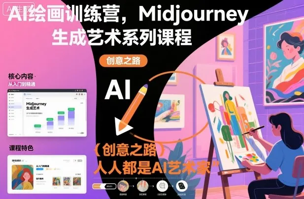 AI绘画训练营：Midjourney生成艺术系列课程，人人都能成为AI艺术家-网赚项目资源库