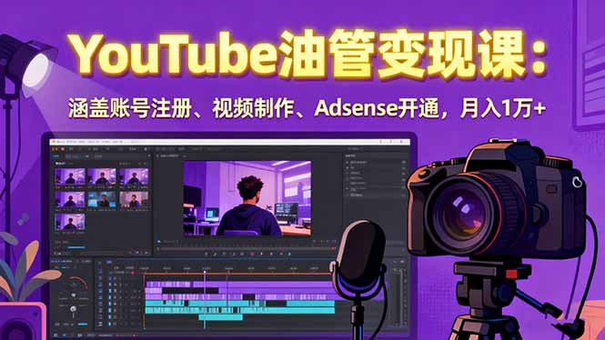 2025年YouTube变现课程：账号注册、视频制作与Adsense开通，月入过万-网赚项目资源库