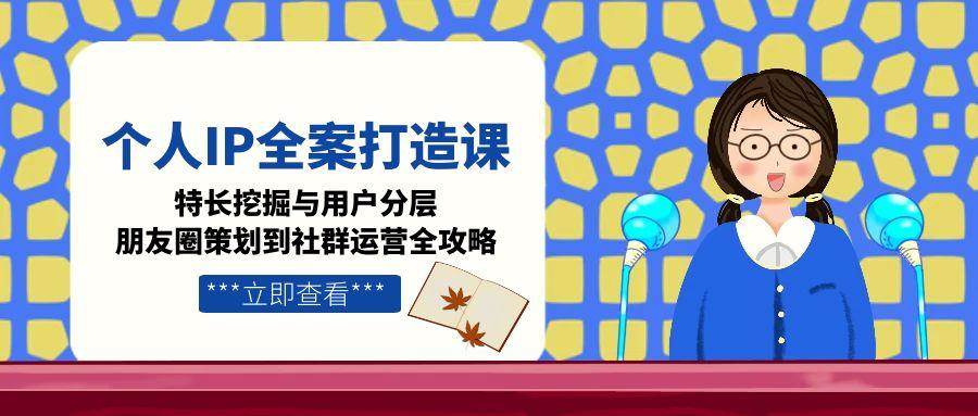 个人IP打造课程：特长挖掘、用户分层与朋友圈到社群运营全攻略-网赚项目资源库
