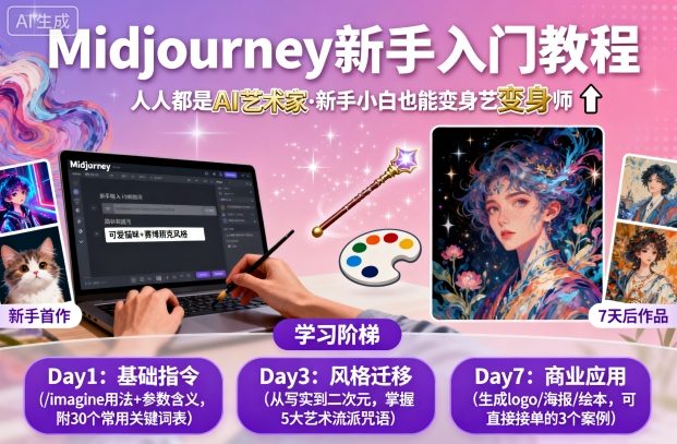 新手必看：Midjourney艺术创作入门，AI艺术家养成指南-网赚项目资源库