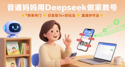 普通妈妈通过Deepseek实现家教号变现,日入1000+的秘诀揭秘-网赚项目资源库