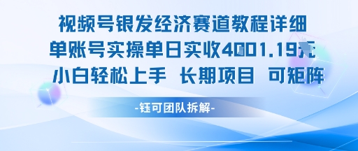 视频号银发经济赛道单账号实操，小白轻松上手长期项目，单日实收1k+-网赚项目资源库