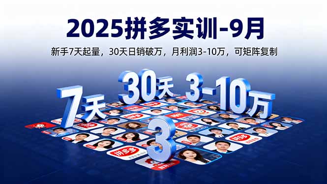 2025拼多多实训:新手7天起量,30天日销破万,月利润3-10万,可矩阵复制-网赚项目资源库