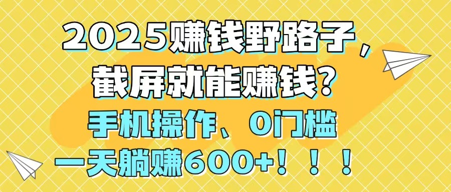 2025年轻松赚钱新方法：手机操作，零门槛日赚600+！-网赚项目资源库