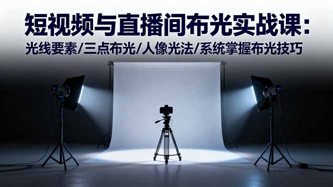 短视频与直播间布光实战课：掌握光线要素、三点布光、人像光法，系统学习布光技巧-网赚项目资源库