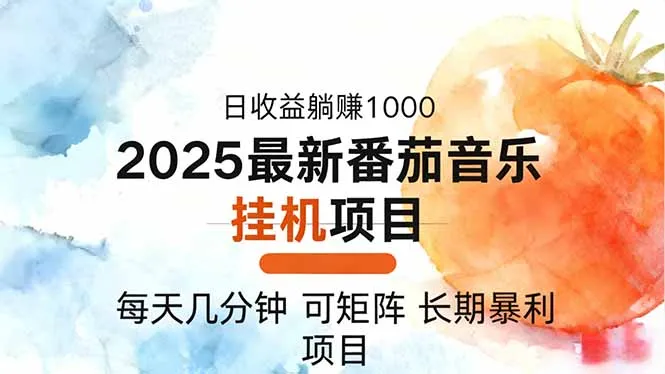 2025年番茄音乐人挂机项目，每天仅需几分钟，月入1000+，可扩展至多台设备-网赚项目资源库