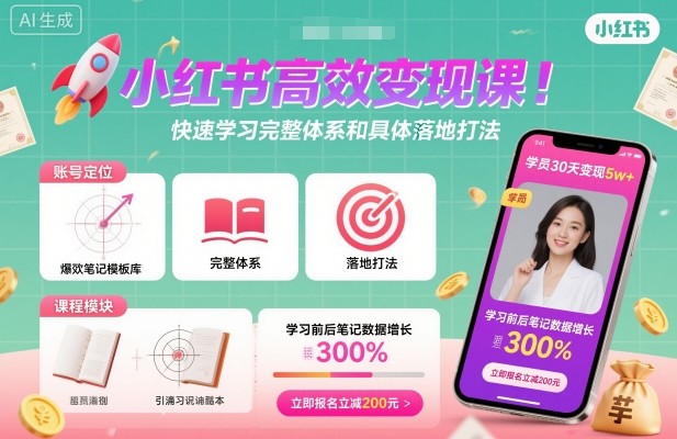 小红书高效变现课程:掌握小红书完整体系与实战落地策略-网赚项目资源库