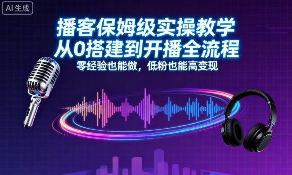 保姆级播客实操教程:从零到开播全流程,无经验也能成功,低粉丝也能高收益-网赚项目资源库