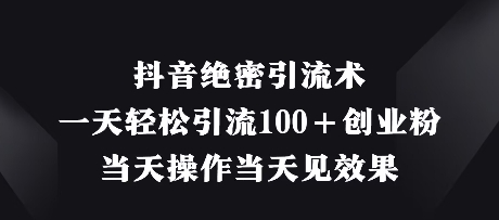 抖音高效引流技巧：一天内吸引100+创业粉丝，立即见效-网赚项目资源库