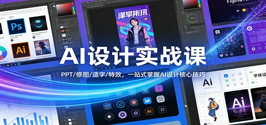 AI设计实战课程：PPT、修图、造字、特效，一站式掌握AI设计核心技巧-网赚项目资源库