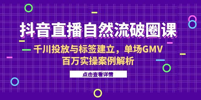 抖音直播自然流量破圈课程:6月千川投放与标签建立实操,百万GMV案例解析-网赚项目资源库