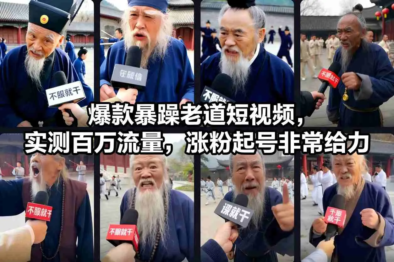 爆款暴躁老道短视频,百万流量实测,涨粉起号效果显著-网赚项目资源库