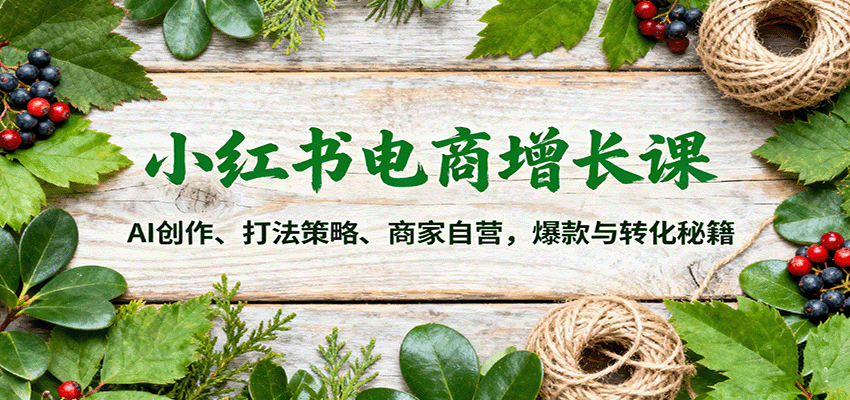 小红书电商增长课程：AI创作、策略打法、商家自营，爆款转化秘籍-网赚项目资源库