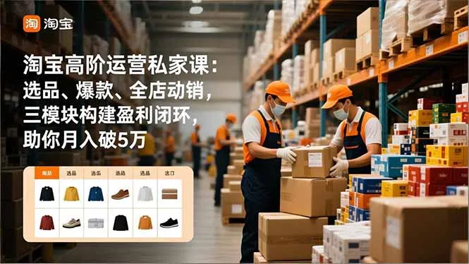 淘宝高阶运营私家课：选品、爆款、全店动销，三模块构建盈利闭环，助你月入破5万(更新至12月)-网赚项目资源库