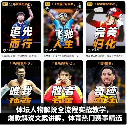 体坛人物解说实战教学:爆款文案解析,热门赛事精选-网赚项目资源库