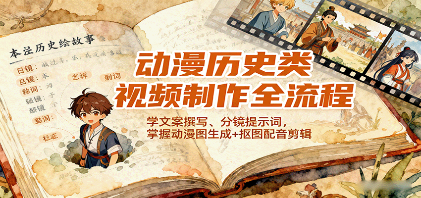 动漫制作全流程：文案撰写、分镜提示词、图生成与配音剪辑技巧-网赚项目资源库