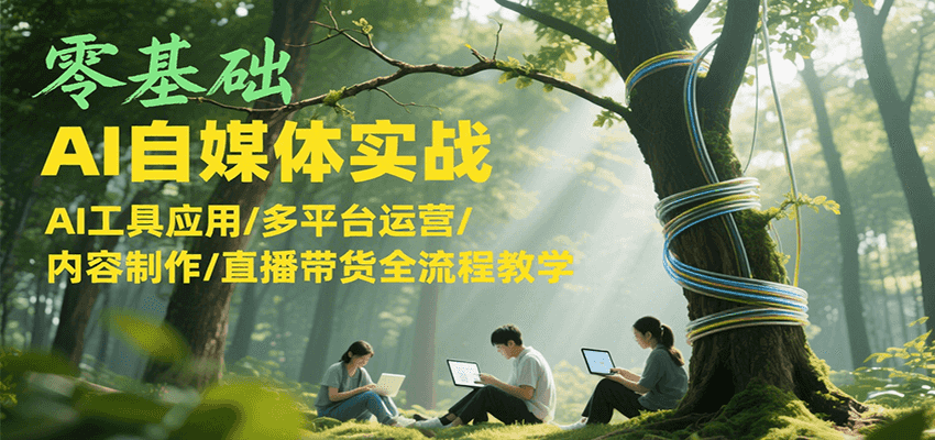 零基础AI自媒体实战教程：掌握AI工具应用、多平台运营、内容制作及直播带货全流程-网赚项目资源库