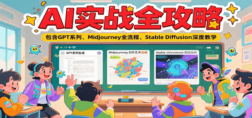 AI实战全攻略:GPT系列、Midjourney全流程、Stable Diffusion深度教学-网赚项目资源库