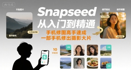 Snapseed手机修图教程：从入门到精通，快速成为摄影大片制作高手-网赚项目资源库