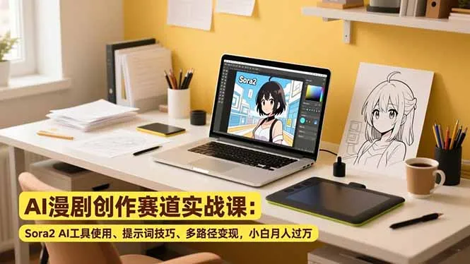 AI漫剧创作实战课程：Sora2工具使用、提示词技巧、多路径变现，小白月入过万-网赚项目资源库