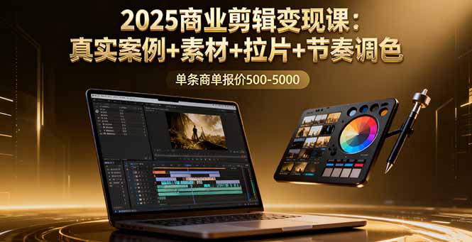 2025商业剪辑变现课程：真实案例、素材、拉片技巧与节奏调色，单条视频报价500-5000元-网赚项目资源库