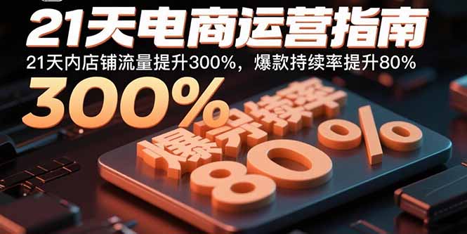 21天电商运营速成：提升300%流量与80%爆款率-网赚项目资源库