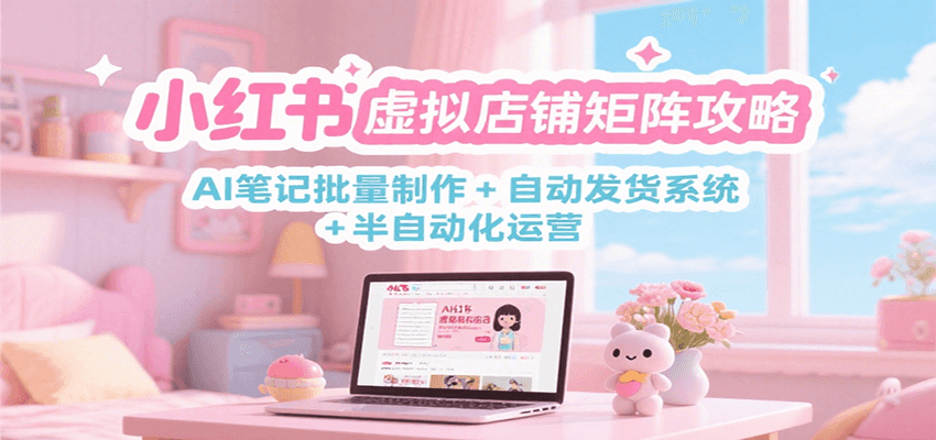 小红书虚拟店铺运营秘籍:AI笔记批量制作、自动发货系统与半自动化运营技巧-网赚项目资源库