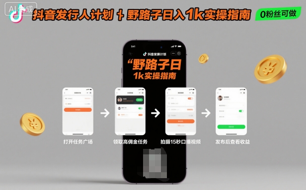 抖音新玩法：随时随地，手机操作，日入1k+【揭秘】-网赚项目资源库