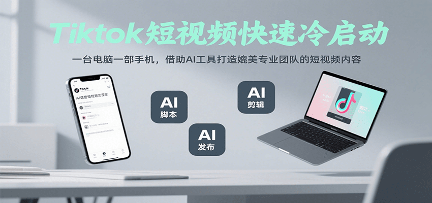 Tiktok短视频制作：一台电脑+手机，AI工具助你打造专业团队水准内容-网赚项目资源库
