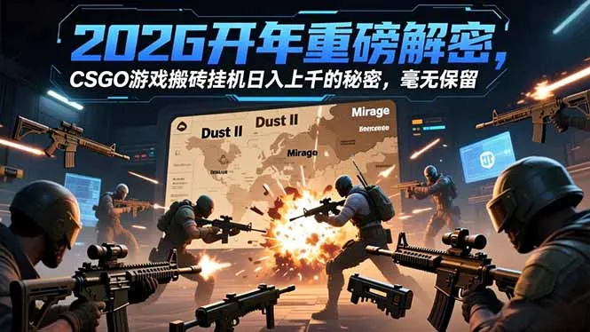 2026年开年揭秘：CSGO游戏搬砖日入上千的挂机技巧，全公开-网赚项目资源库