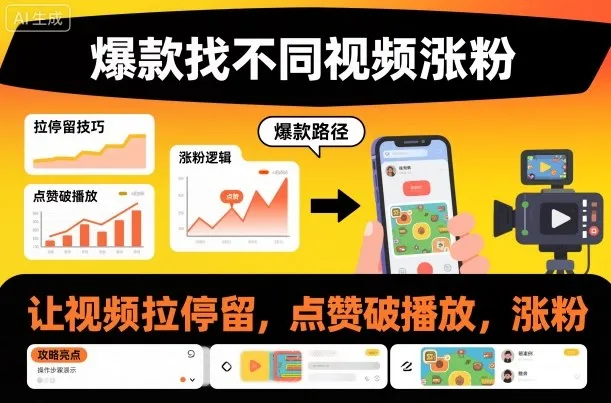 爆款找不同视频涨粉技巧，提升观看时长与点赞率，突破播放量瓶颈-网赚项目资源库