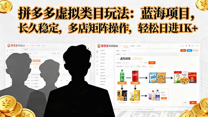 拼多多虚拟商品盈利策略：蓝海市场，稳定收益，多店铺联动，日入过千-网赚项目资源库