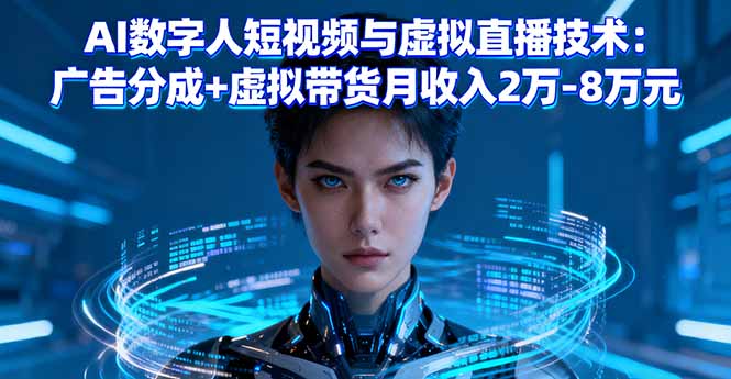 AI数字人短视频与虚拟直播技术:月入2万-8万元的广告分成+虚拟带货-网赚项目资源库