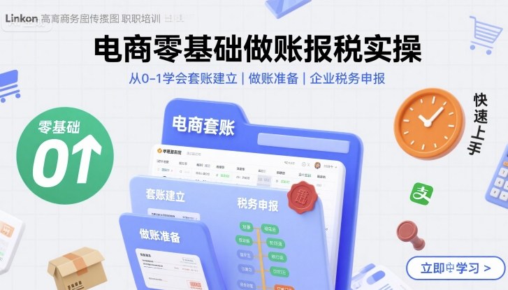 电商零基础做账报税实操指南：快速掌握套账建立与税务申报-网赚项目资源库