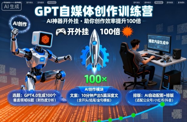 GPT自媒体创作训练营：AI神器助效率提升100倍-网赚项目资源库