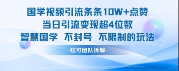 国学视频引流技巧：10万+点赞，当日变现超4位数-网赚项目资源库